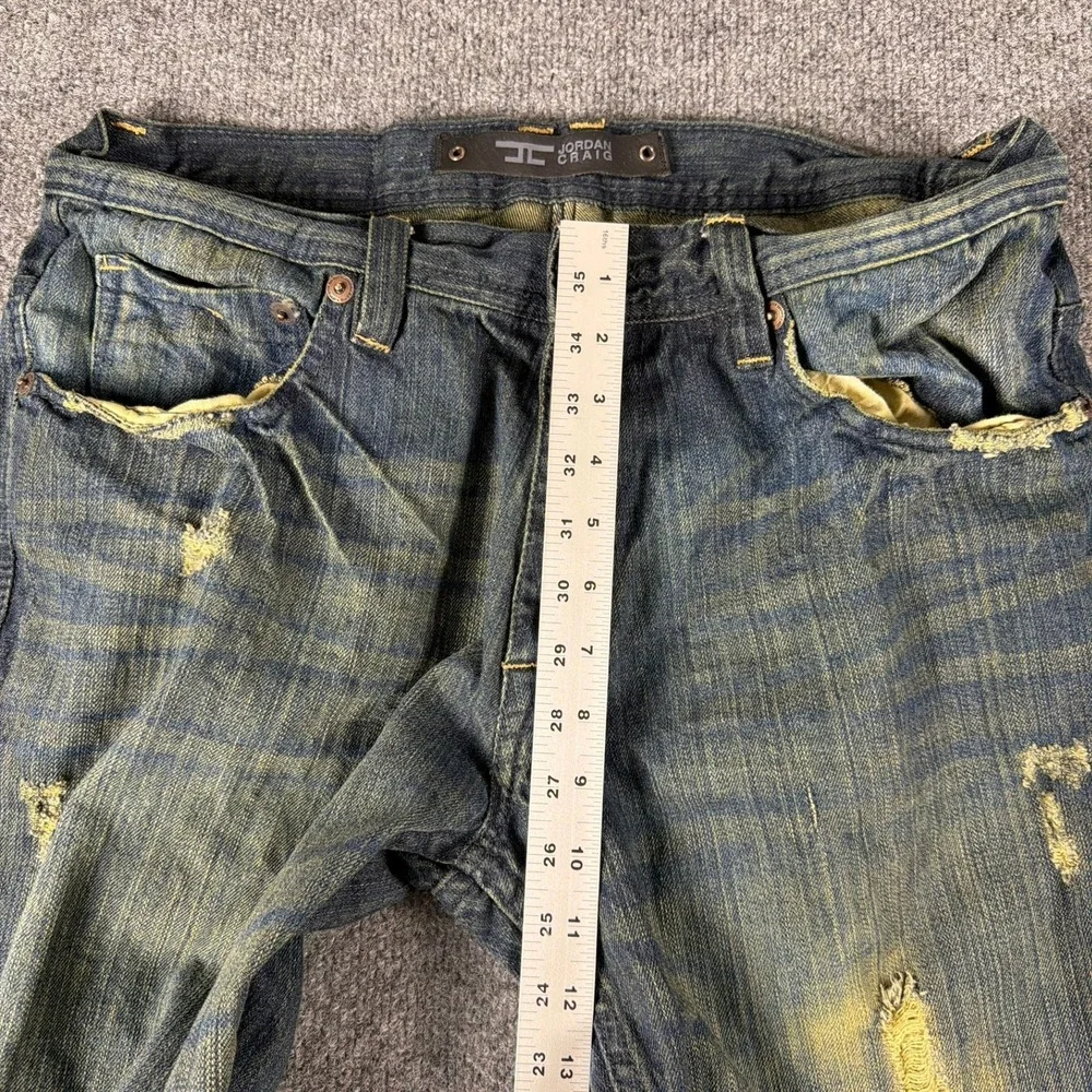 Jordan Craig Men Jeans Distressed 34‎ x 32 Straight Hem Finish Cotton